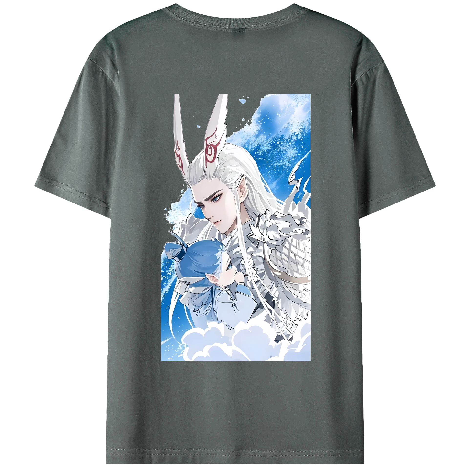 （画像用） Ne Zha 2 ナタ 魔童の大暴れ 綿100％ メンズ半袖Tシャツ（バックプリント） 通気性